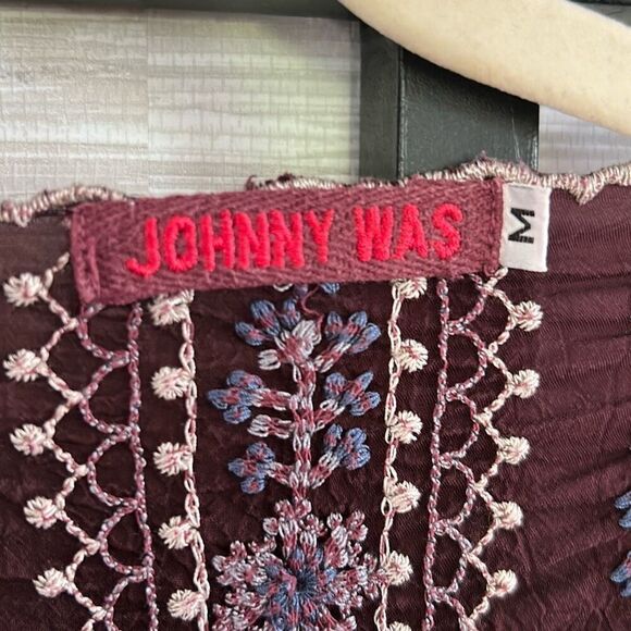 Johnny Was burgundy embroidered blouse BoHo chic Size m￼ - Picture 2 of 6